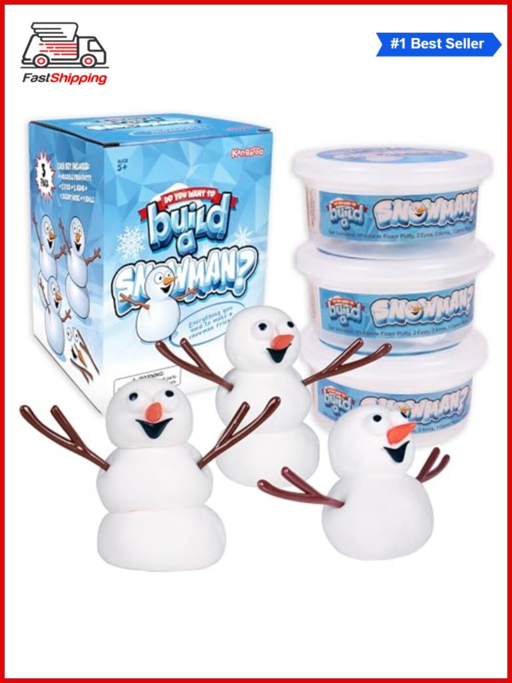 🎅 3 Pack Build a Snowman Kit Snowballs Modeling Foam Clay Kids Crafts